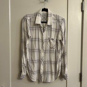 Rails Hunter Button Down Shirt White and Gray